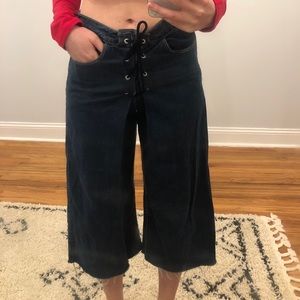 Mid-rise culotte jeans
